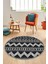 Kilim Desen Baskılı Kaymaz Taban Yıkanabilir Modern Yuvarlak Salon Halısı Y-MODERN-105-ANTRASİT 5