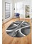 3D Baskılı Kaymaz Taban Yıkanabilir Modern Oval Yolluk Mutfak Salon Halısı O-Modern-97-Gri 3