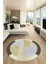Baskılı Kaymaz Taban Yıkanabilir Modern Şık Yuvarlak Mutfak Salon Halısı Y-MODERN-107-KREM 3