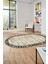 Çerçeveli Baskılı Kaymaz Taban Yıkanabilir Oval Yolluk Mutfak Salon Halısı O-MODERN-118-BEJ 1