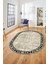 Çerçeveli Baskılı Kaymaz Taban Yıkanabilir Oval Yolluk Mutfak Salon Halısı O-MODERN-118-BEJ 2