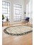 Çerçeveli Baskılı Kaymaz Taban Yıkanabilir Oval Yolluk Mutfak Salon Halısı O-MODERN-118-BEJ 3