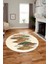 Baskılı Kaymaz Taban Yıkanabilir Yaprak Desenli Mutfak Yuvarlak Salon Halısı Y-Modern-08-Krem 1