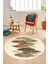 Baskılı Kaymaz Taban Yıkanabilir Yaprak Desenli Mutfak Yuvarlak Salon Halısı Y-Modern-08-Krem 3
