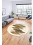 Baskılı Kaymaz Taban Yıkanabilir Yaprak Desenli Mutfak Yuvarlak Salon Halısı Y-Modern-08-Krem 5