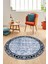 Çerçeveli Baskılı Kaymaz Taban Yıkanabilir Yuvarlak Mutfak Salon Halısı Y-MODERN-118-MAVİ 4