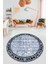 Çerçeveli Baskılı Kaymaz Taban Yıkanabilir Yuvarlak Mutfak Salon Halısı Y-MODERN-118-MAVİ 5