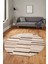 Şık Sade Kilim Desenli Dijital Kaymaz Yıkanabilir Yuvarlak Mutfak Salon Halısı Y-Modern-74-Kahve 4
