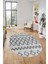 Modern Kilim Desen Dijital Kaymaz Yıkanabilir Oval Yolluk Mutfak Salon Halısı O-Modern-92-Gri 1