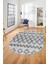 Modern Kilim Desen Dijital Kaymaz Yıkanabilir Oval Yolluk Mutfak Salon Halısı O-Modern-92-Gri 3