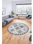 Etnik Modern Desenli Dijital Kaymaz Yıkanabilir Yuvarlak Mutfak Salon Halısı Y-Modern-14-Gri 5