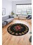 Modern Çiçek Desenli Dijital Kaymaz Yıkanabilir Yuvarlak Mutfak Salon Halısı Y-Modern-20-Antrasit 4