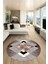 Şık Modern Desenli Dijital Kaymaz Yıkanabilir Yuvarlak Mutfak Salon Halısı Y-Modern-12-Bordo 2