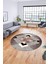 Şık Modern Desenli Dijital Kaymaz Yıkanabilir Yuvarlak Mutfak Salon Halısı Y-Modern-12-Bordo 5
