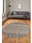 Kilim Desen Özel Tasarım Kaymaz Yıkanabilir Yuvarlak Mutfak Salon Halısı Y-Modern-86-Krem 3