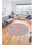 Baskılı Kaymaz Yıkanabilir Modern Yaprak Desen Yuvarlak Mutfak Salon Halısı Y-Modern-41-Pembe 3