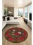 Modern Çiçek Desenli Dijital Kaymaz Yıkanabilir Yuvarlak Mutfak Salon Halısı Y-Modern-21-Kahve 1