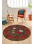 Modern Çiçek Desenli Dijital Kaymaz Yıkanabilir Yuvarlak Mutfak Salon Halısı Y-Modern-21-Kahve 2