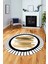 Renkli Modern Desenli Dijital Kaymaz Yıkanabilir Yuvarlak Mutfak Salon Halısı Y-Modern-22-Kahve 5