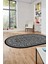 Etnik Desen Baskılı Kaymaz Taban Yıkanabilir Modern Oval Yolluk Salon Halısı O-MODERN-113-ANTRASİT 1
