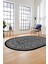 Etnik Desen Baskılı Kaymaz Taban Yıkanabilir Modern Oval Yolluk Salon Halısı O-MODERN-113-ANTRASİT 3