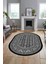 Etnik Desen Baskılı Kaymaz Taban Yıkanabilir Modern Oval Yolluk Salon Halısı O-MODERN-113-ANTRASİT 4