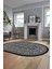 Etnik Desen Baskılı Kaymaz Taban Yıkanabilir Modern Oval Yolluk Salon Halısı O-MODERN-113-ANTRASİT 5