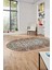 Etnik Desen Baskılı Kaymaz Taban Yıkanabilir Modern Oval Yolluk Salon Halısı O-MODERN-113-BEJ 1