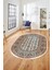 Etnik Desen Baskılı Kaymaz Taban Yıkanabilir Modern Oval Yolluk Salon Halısı O-MODERN-113-BEJ 2