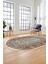 Etnik Desen Baskılı Kaymaz Taban Yıkanabilir Modern Oval Yolluk Salon Halısı O-MODERN-113-BEJ 3