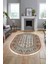 Etnik Desen Baskılı Kaymaz Taban Yıkanabilir Modern Oval Yolluk Salon Halısı O-MODERN-113-BEJ 4