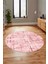 Sade Desen Modern Dijital Kaymaz Yıkanabilir Yuvarlak Mutfak Salon Halısı Y-Modern-89-Pembe 2