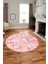 Sade Desen Modern Dijital Kaymaz Yıkanabilir Yuvarlak Mutfak Salon Halısı Y-Modern-89-Pembe 4