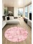 Sade Desen Modern Dijital Kaymaz Yıkanabilir Yuvarlak Mutfak Salon Halısı Y-Modern-89-Pembe 5