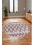 Modern Kilim Desen Dijital Kaymaz Yıkanabilir Yuvarlak Mutfak Salon Halısı Y-Modern-92-Pembe 1
