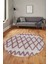 Modern Kilim Desen Dijital Kaymaz Yıkanabilir Yuvarlak Mutfak Salon Halısı Y-Modern-92-Pembe 2