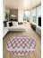 Modern Kilim Desen Dijital Kaymaz Yıkanabilir Yuvarlak Mutfak Salon Halısı Y-Modern-92-Pembe 4