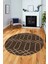 Şık Sade Desen Özel Tasarım Kaymaz Yıkanabilir Yuvarlak Mutfak Salon Halısı Y-Modern-88-Kahve 1