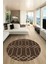 Şık Sade Desen Özel Tasarım Kaymaz Yıkanabilir Yuvarlak Mutfak Salon Halısı Y-Modern-88-Kahve 5