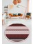 Modern Kilim Desenli Dijital Kaymaz Yıkanabilir Yuvarlak Mutfak Salon Halısı Y-Modern-18-Bordo 3