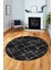 Baskılı Kaymaz Yıkanabilir Kilim Desen Yuvarlak Mutfak Halısı Salon Halısı Y-Modern-57-Antrasit 3