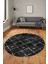 Baskılı Kaymaz Yıkanabilir Kilim Desen Yuvarlak Mutfak Halısı Salon Halısı Y-Modern-57-Antrasit 5