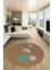 Kaktüs Desen Baskılı Kaymaz Taban Yıkanabilir Modern Yuvarlak Salon Halısı Y-MODERN-106-KAHVE 3