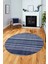 Modern Kilim Desen Dijital Kaymaz Yıkanabilir Yuvarlak Mutfak Salon Halısı Y-Modern-36-Mavi 4
