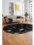 Baklava Desenli Dijital Kaymaz Yıkanabilir Oval Yolluk Mutfak Salon Halısı O-Modern-31-Antrasit 4
