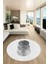 Baskılı Kaymaz Taban Yıkanabilir Modern Mutfak Yuvarlak Salon Halısı Y-Modern-01-Beyaz 2