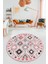 Baskılı Kaymaz Yıkanabilir Etnik Modern Yuvarlak Mutfak Halısı Salon Halısı Y-Modern-60-Pembe 1