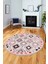 Baskılı Kaymaz Yıkanabilir Etnik Modern Yuvarlak Mutfak Halısı Salon Halısı Y-Modern-60-Pembe 3