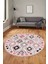 Baskılı Kaymaz Yıkanabilir Etnik Modern Yuvarlak Mutfak Halısı Salon Halısı Y-Modern-60-Pembe 5