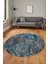 Modern Desen Dijital Kaymaz Yıkanabilir Yuvarlak Mutfak Salon Halısı Y-Modern-90-Mavi 3